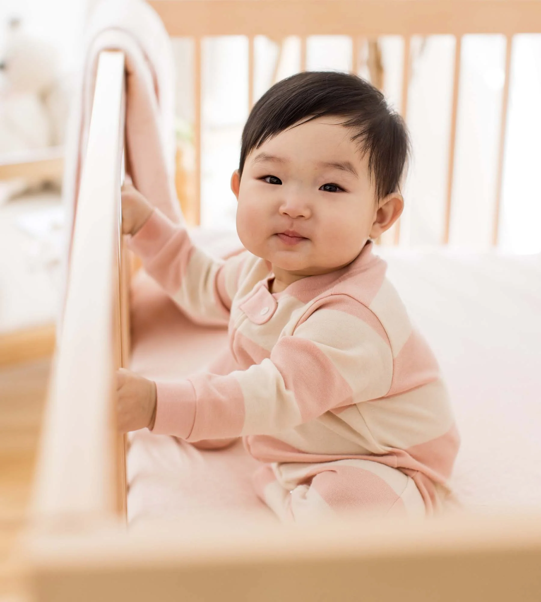 Rugby Stripe Organic Cotton Sleeper - Pink Sand